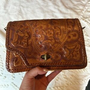 Vintage Gaitan Genuine Brown Leather Clutch Bag